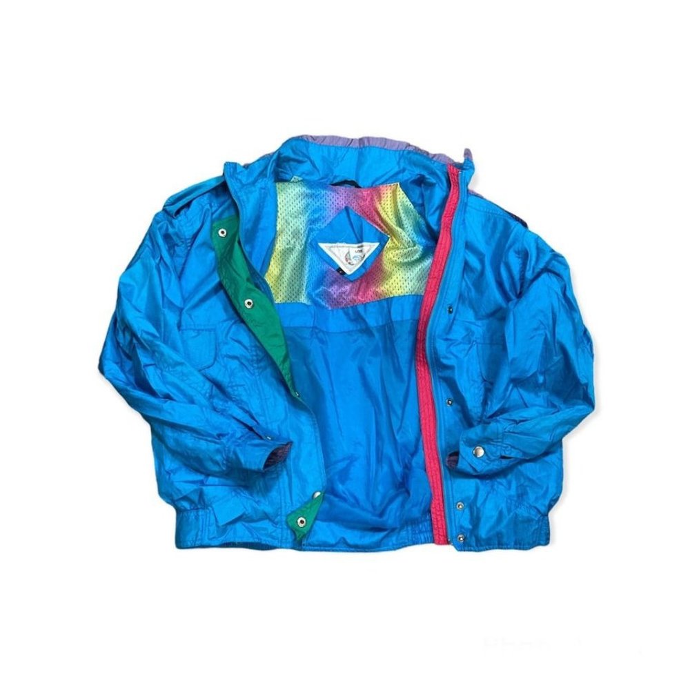 Vintage UTEX Rainbow Blue Sailing Jacket Windbreaker Retro Size Small